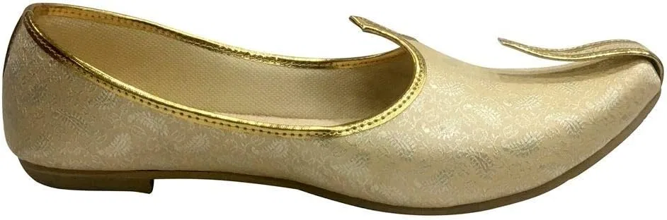 Туфли Sherwani Mens Handmade Achkan Shoes Etnic Mojri Khussa Juti Step n Style, Cream Gold — фото 3