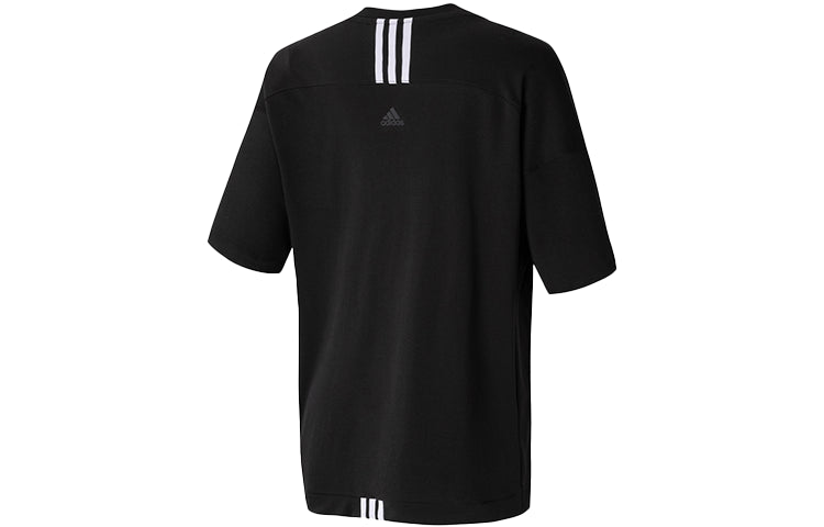 Футболка (WMNS) adidas Logo Pattern Round Neck Sports Short Sleeve Black T-Shirt H55256 — фото 2
