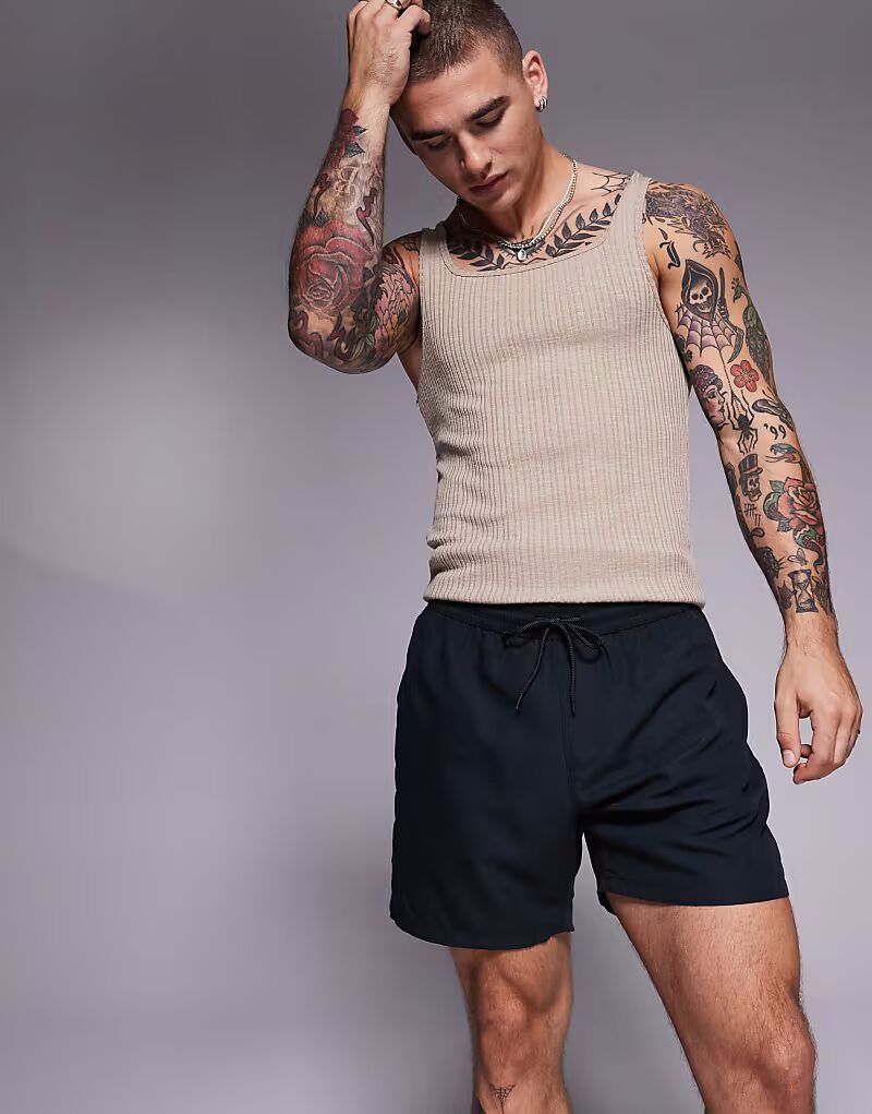

Плавки-шорты ASOS DESIGN средней длины черного цвета