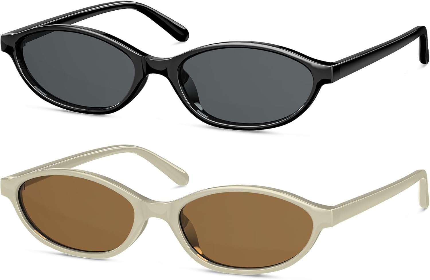 

Ретро-солнцезащитные очки овальной формы для женщин, очки «кошачий глаз»: стильные солнцезащитные очки в стиле 90-х, легкие и модные QALLY, (2 Pack)black/Grey+khaki/Grey