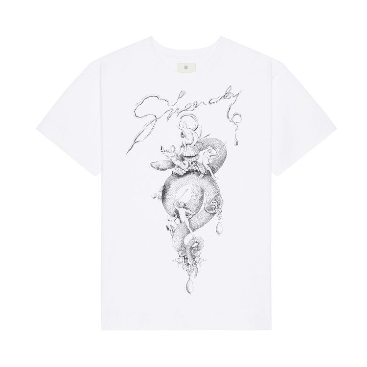 

Футболка Givenchy Snake Printed Crewneck T-Shirt, White