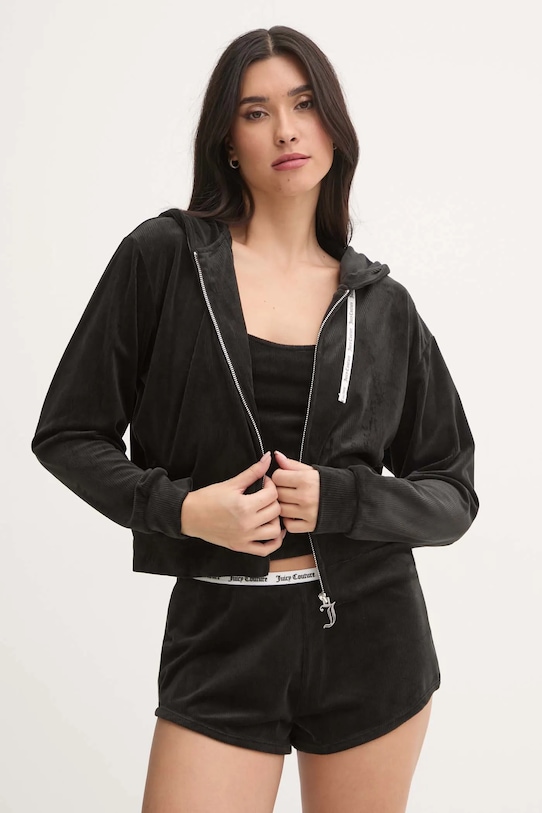 

Пижамная толстовка LIV RIB VELOUR HOODIE с капюшоном Juicy Couture, черный