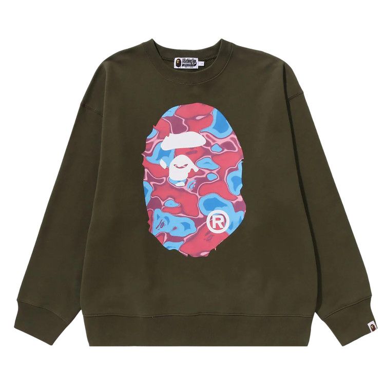 

Свитер BAPE Liquid Camo Ape Head Relaxed Fit Crewneck Sweat, Olive Drab