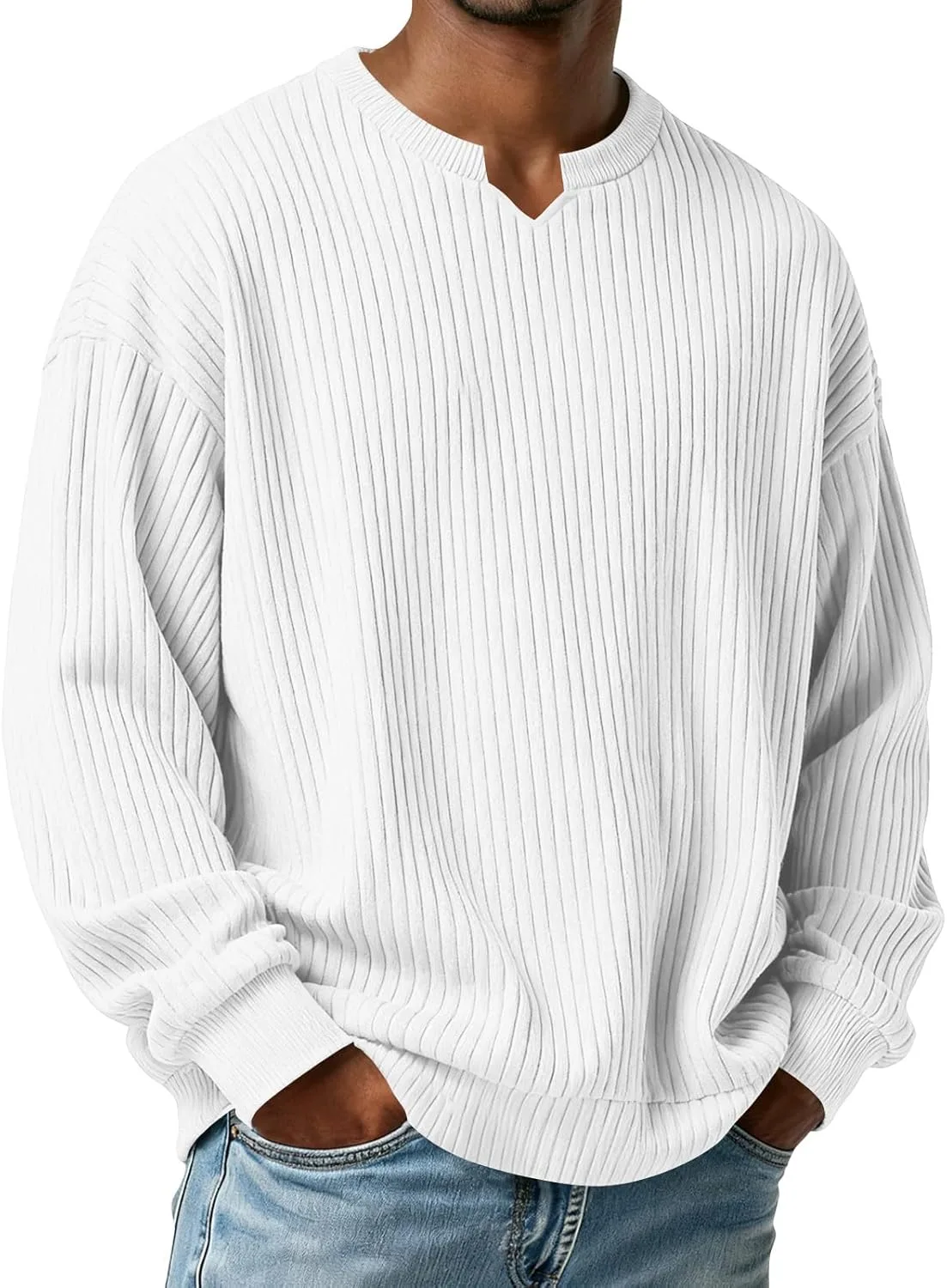 

RTRDE мужская футболка с V-образным вырезом, длинный рукав, размеры S-2XL