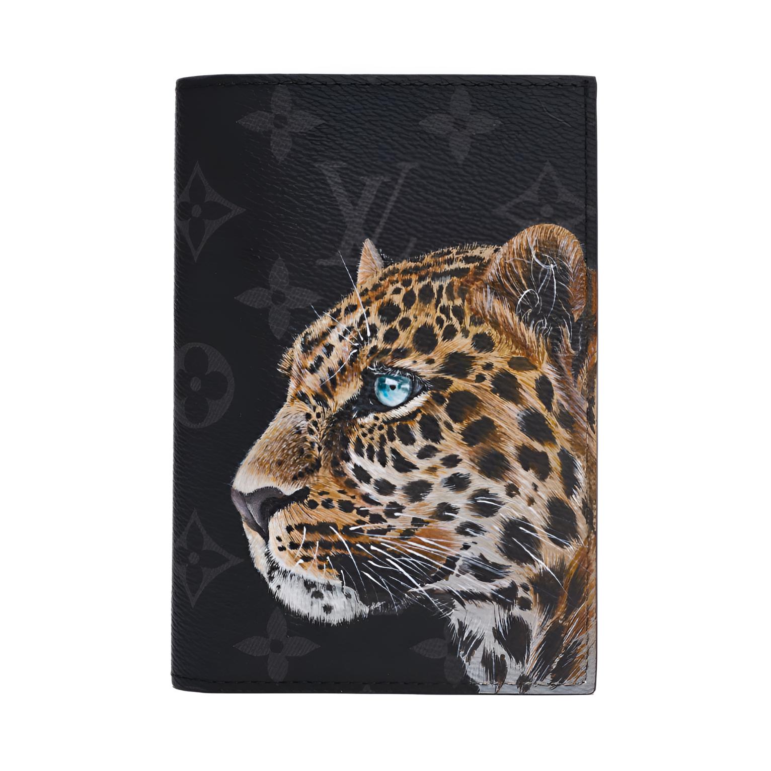 

LOUIS VUITTON Кожаный паспортник для мужчин черный серый, Black Gray