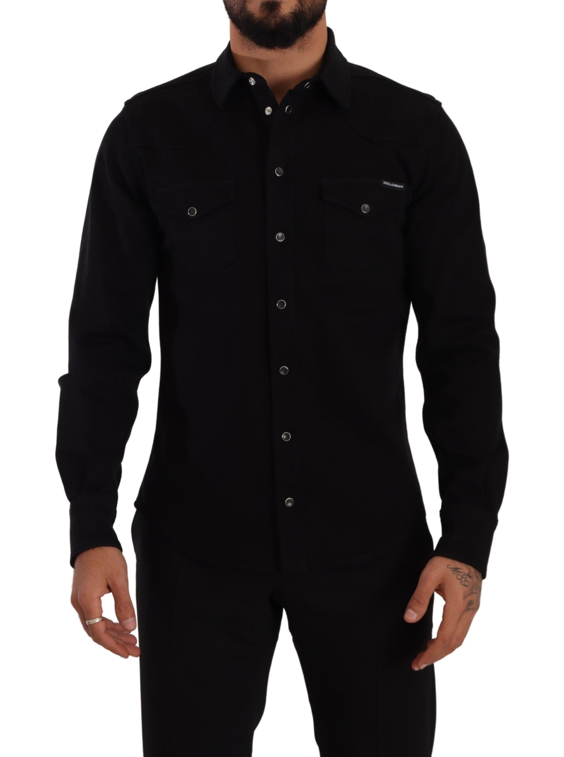 

Повседневная черная дизайнерская рубашка Slim Fit Dolce & Gabbana