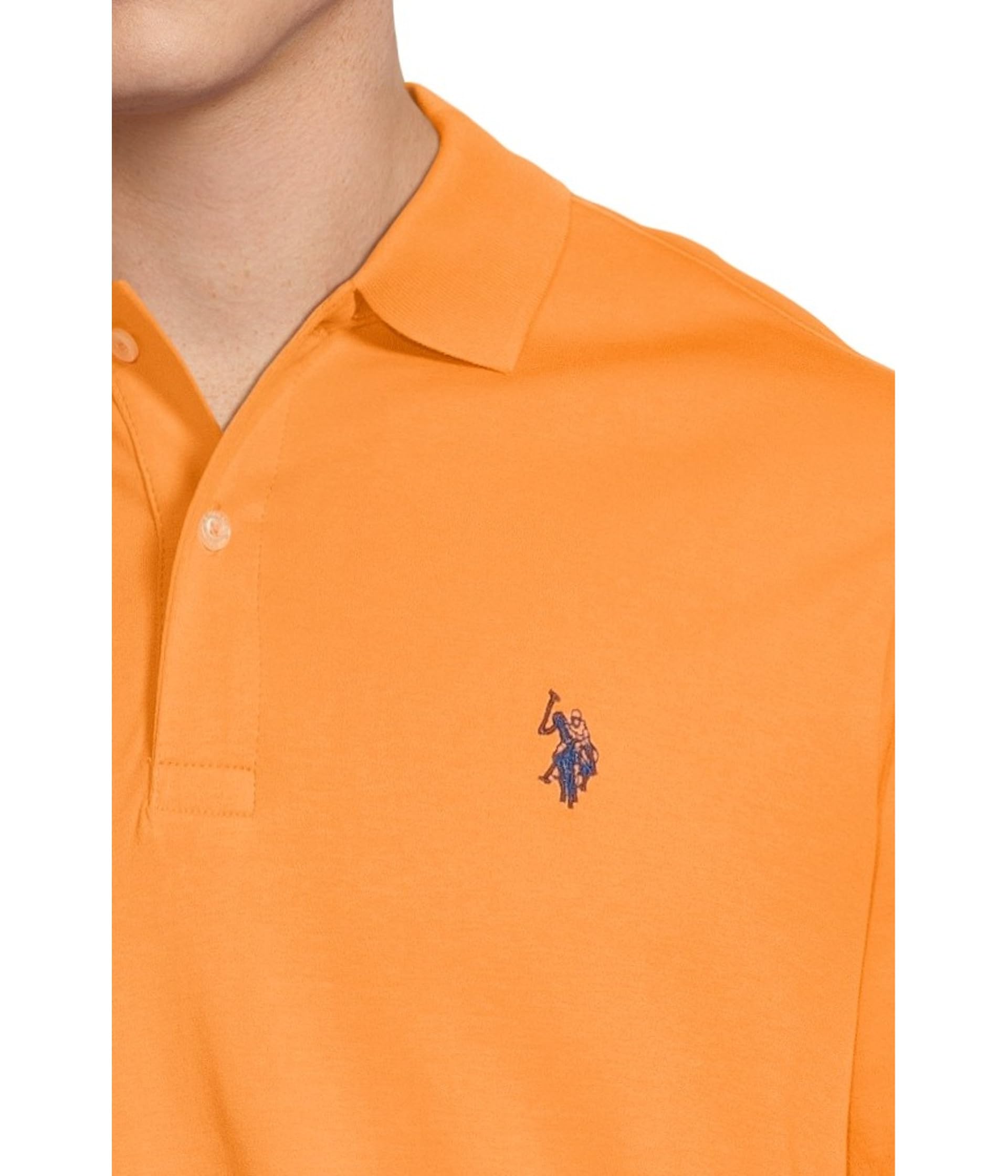 Поло U.S. POLO ASSN. Solid Interlock Polo, оранжевый — фото 4