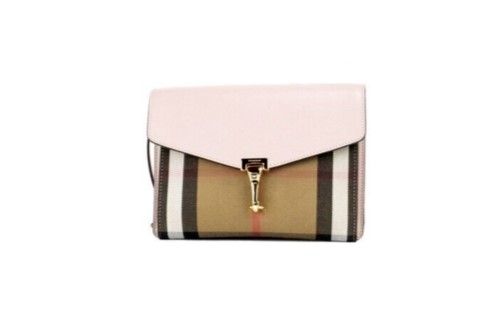 

Сумка-кошелек через плечо из кожи дерби в клетку Macken Small Pale Orchid House Check Burberry