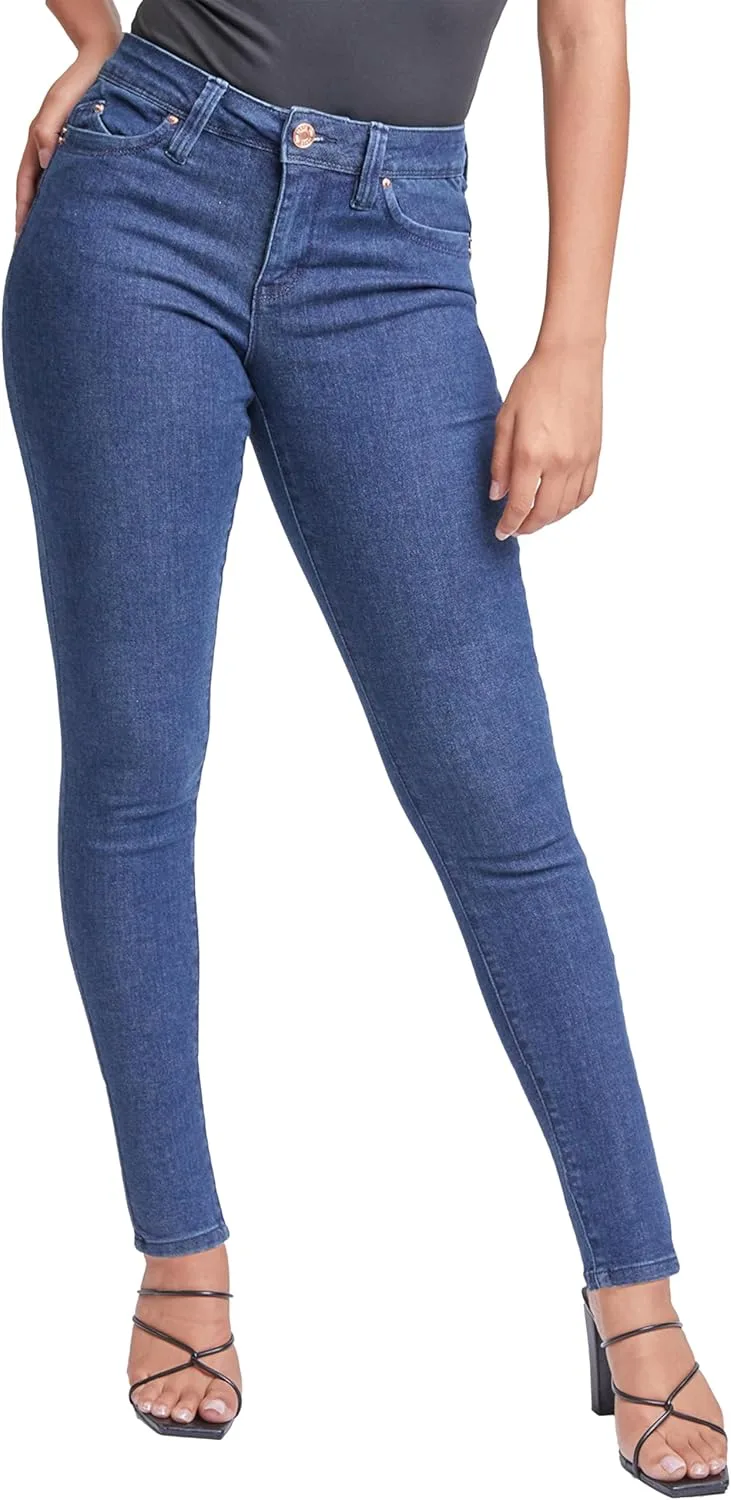 

YMI Women's Sustainable Wannabettabutt Mid Rise Skinny Jeans