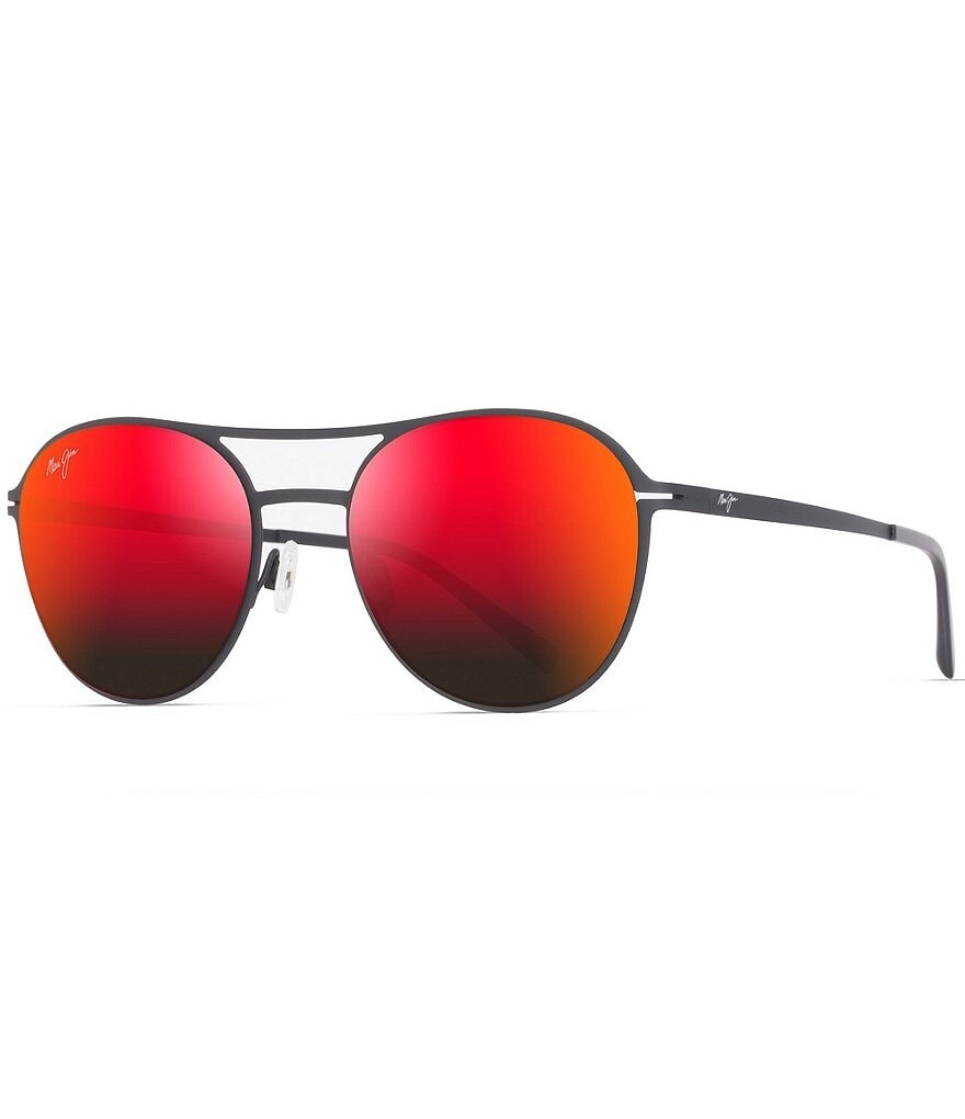 

Maui Jim Круглые зеркальные солнцезащитные очки унисекс Half Moon PolarizedPlus2 52 мм, черный
