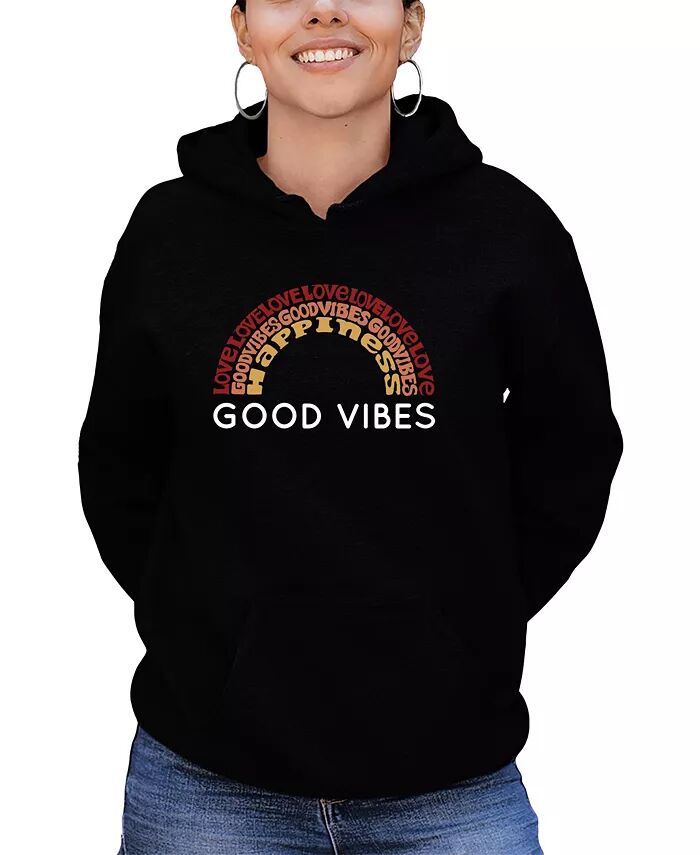 

Женская толстовка с капюшоном Word Art Good Vibes LA Pop Art, черный