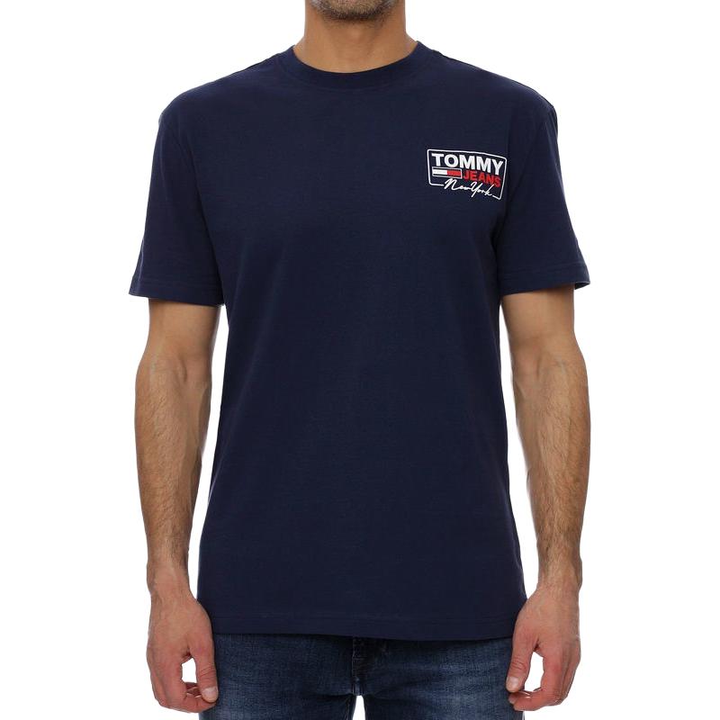 

Tommy Hilfiger Футболка мужская морская синяя с круглым вырезом прямой крой, Синий, Tommy Hilfiger Футболка мужская морская синяя с круглым вырезом прямой крой