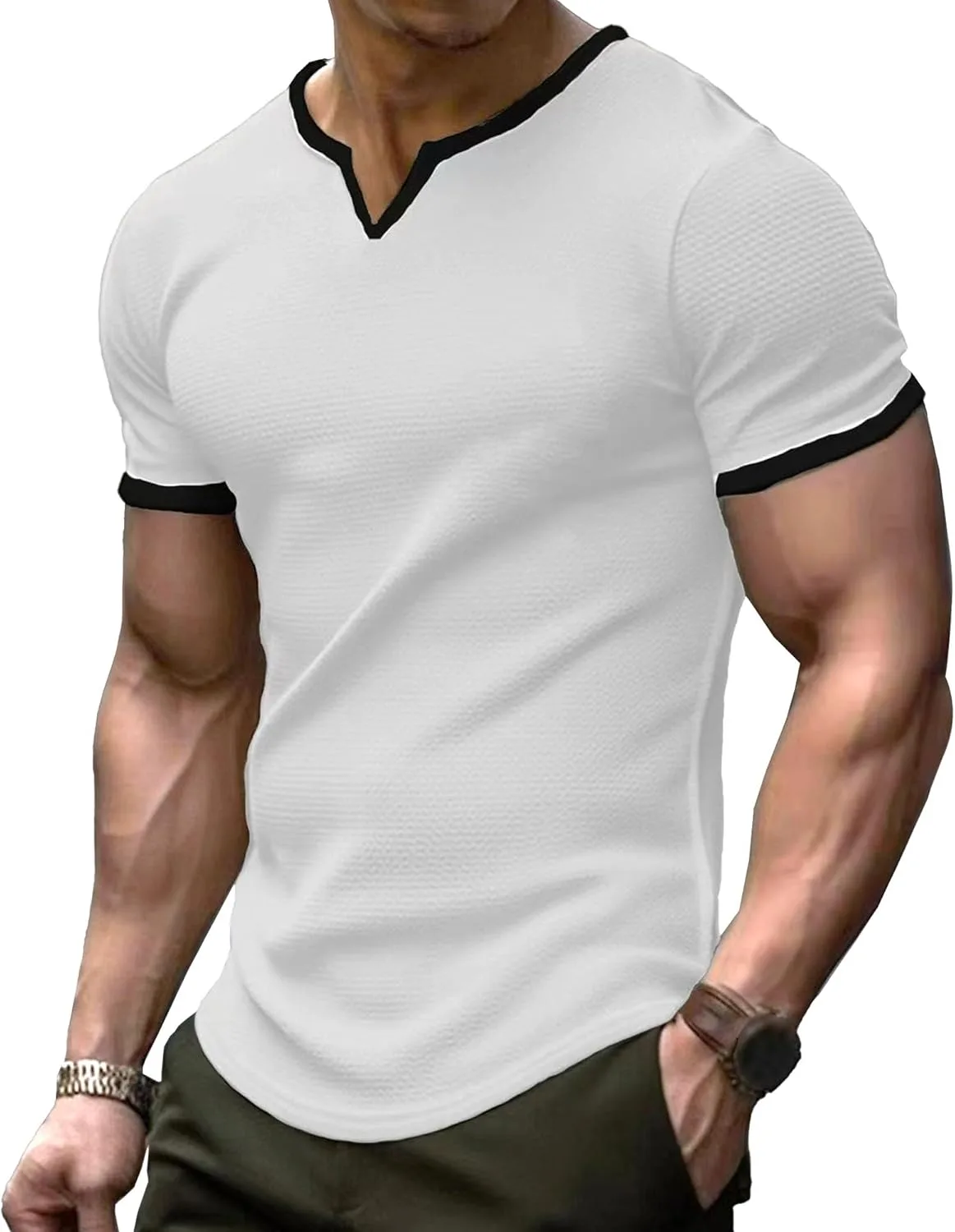 

Мужская футболка V-образного выреза Slim Fitted для тренировок VgueElegc