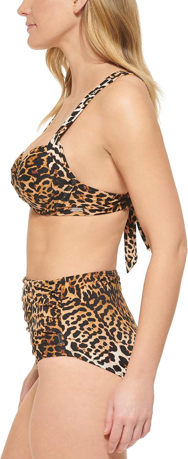 Женский классический бикини-комплект Calvin Klein с высокой талией и сборками, Jaguar — фото 3
