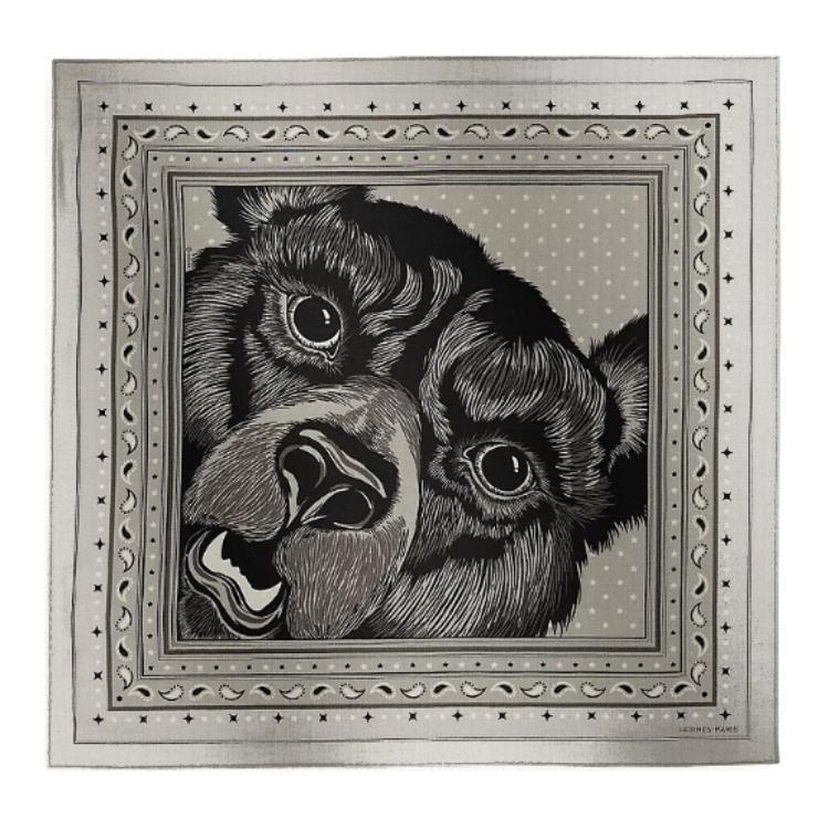 

HERMES Мужской шарф из кашемира и шелка тутового дерева светло-серого цвета, Light Gray