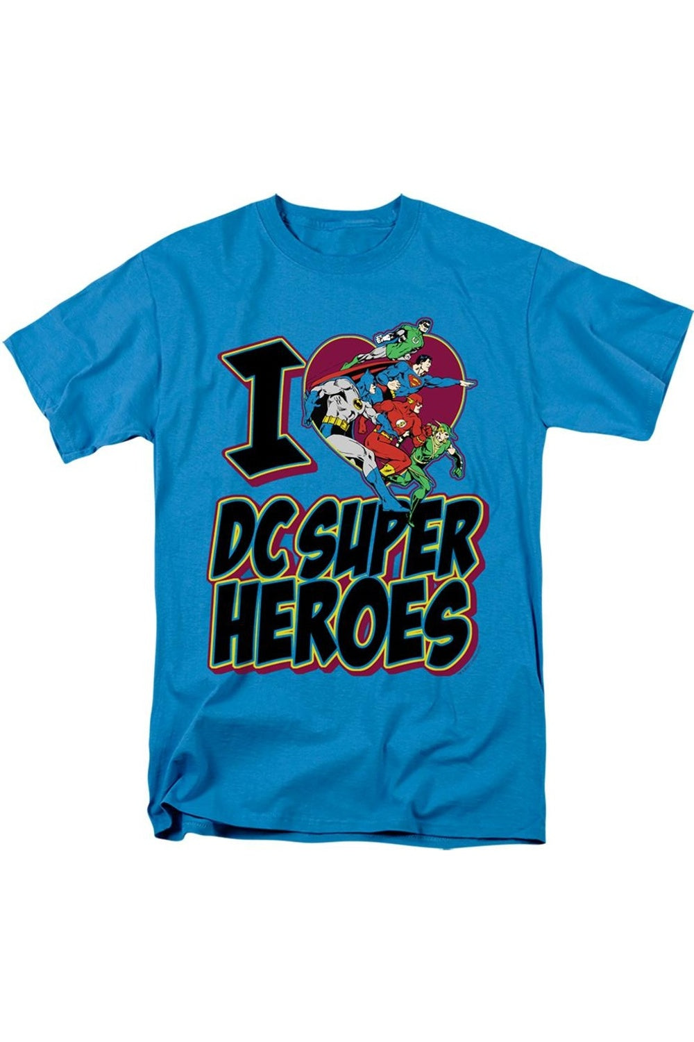 

Футболка с коротким рукавом для взрослых DC Comics I Heart DC Comics Gildan, бирюзовый