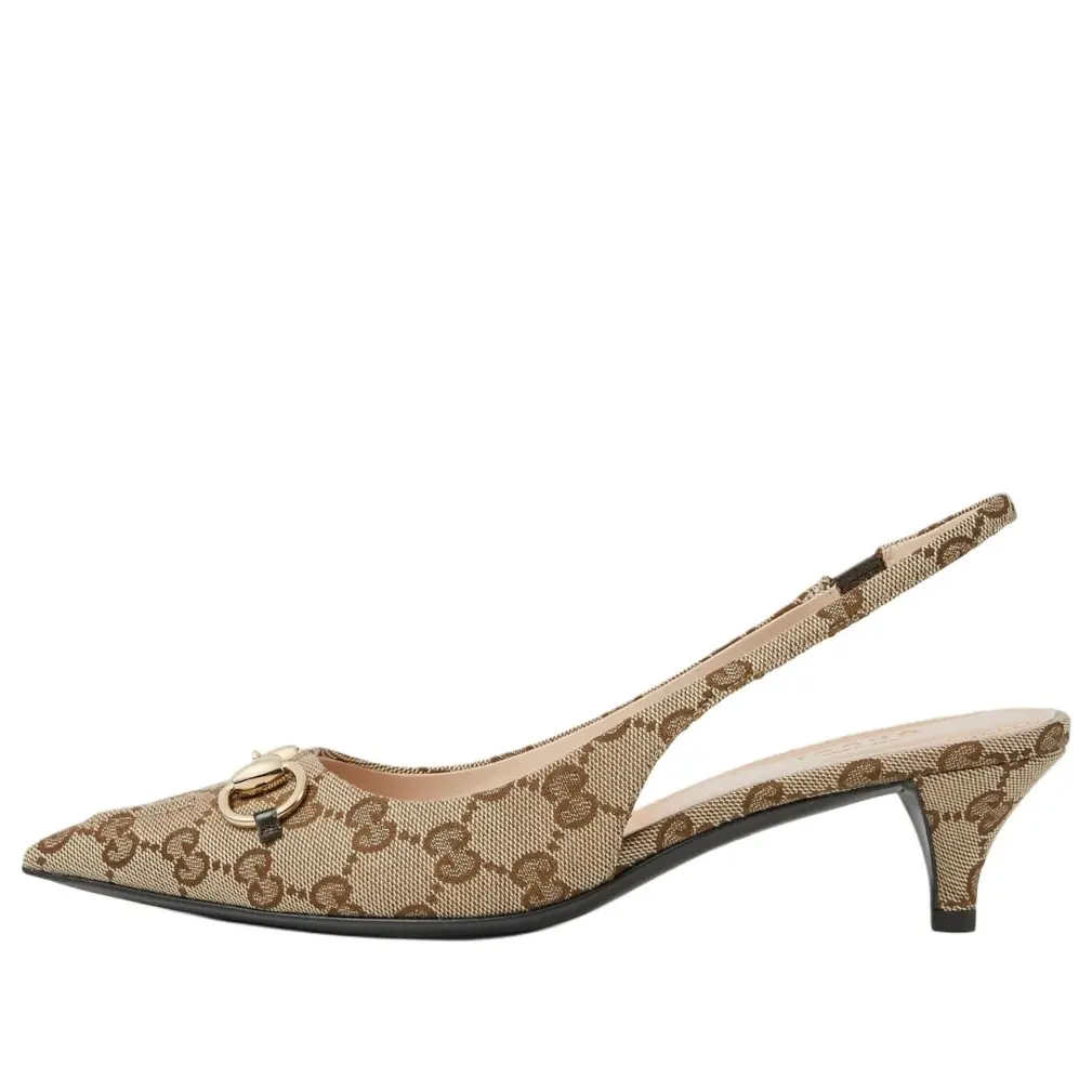 Кроссовки (WMNS) Gucci Horsebit Slingback Heels 'Beige Canvas'