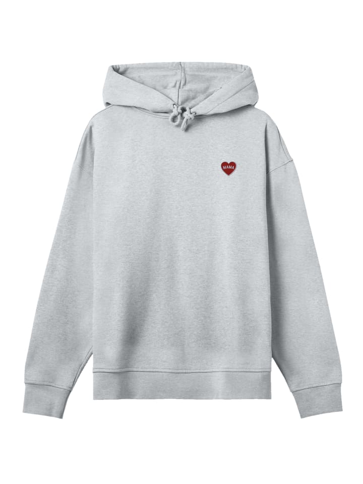 

Толстовка с капюшоном Mama Heart с вышивкой в сером меланжевом цвете F4NT4STIC