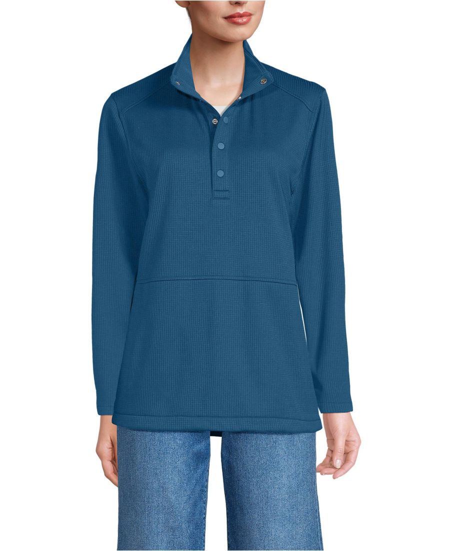 

Мужская/унисекс рубашка-пуловер Grid Tech с отложным воротником Lands' End, Evening blue