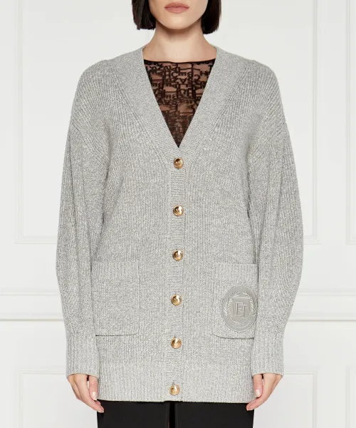 

Шерстяной кардиган Oversize fit Elisabetta Franchi, серый