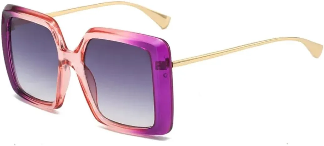 

Двухцветные градиентные солнцезащитные очки зеленого и желтого цвета для женщин, модные солнцезащитные очки UV400, панк-очки для мужчин SZVVBKK, Purple Pink Gray