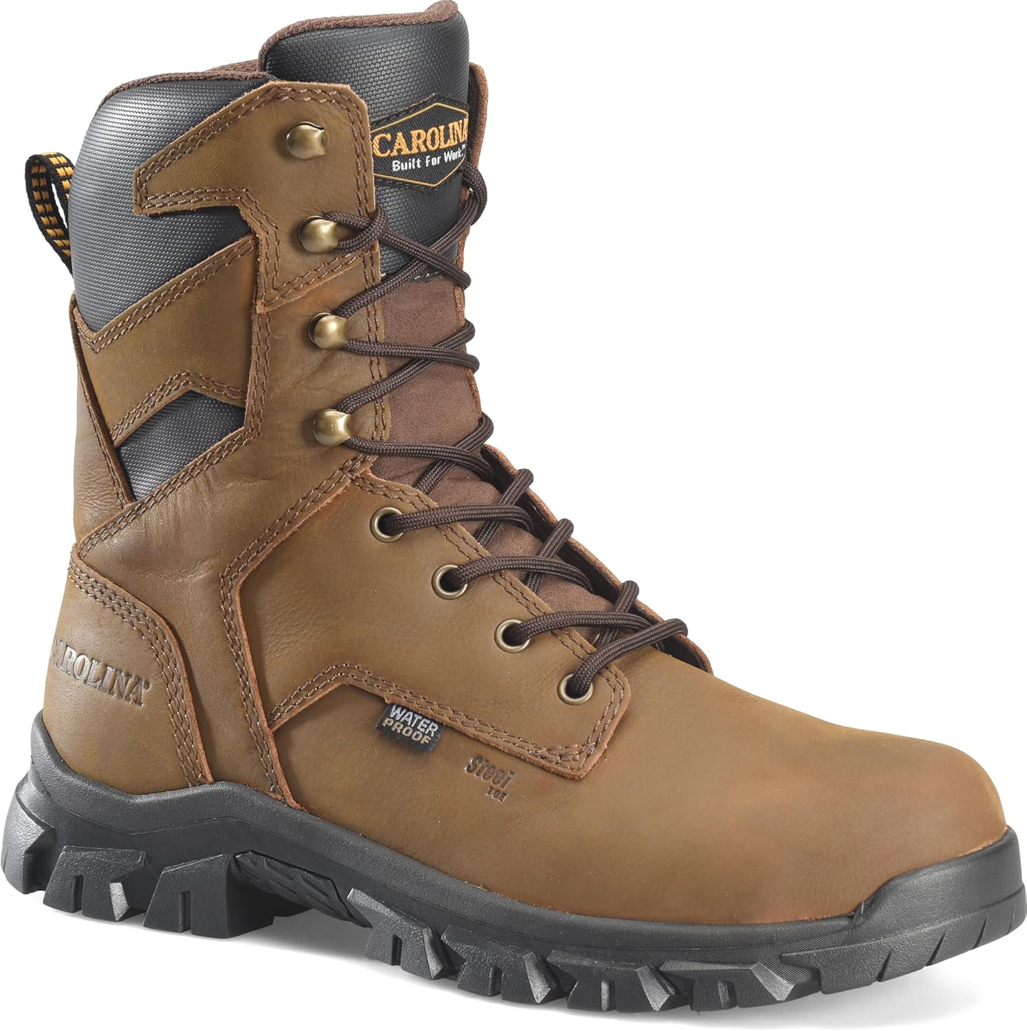 

Мужские ботинки Carolina Boots Gruntz с водонепроницаемым стальным носком, размер 8, прочная кожа, противоскользящая подошва, идеально подходят для строительства, коричневый