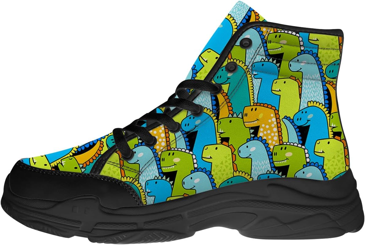 

Высокие кеды с динозаврами для мужчин, кроссовки на платформе из ткани с шнуровкой, подарки для него и для нее Generic, зеленый