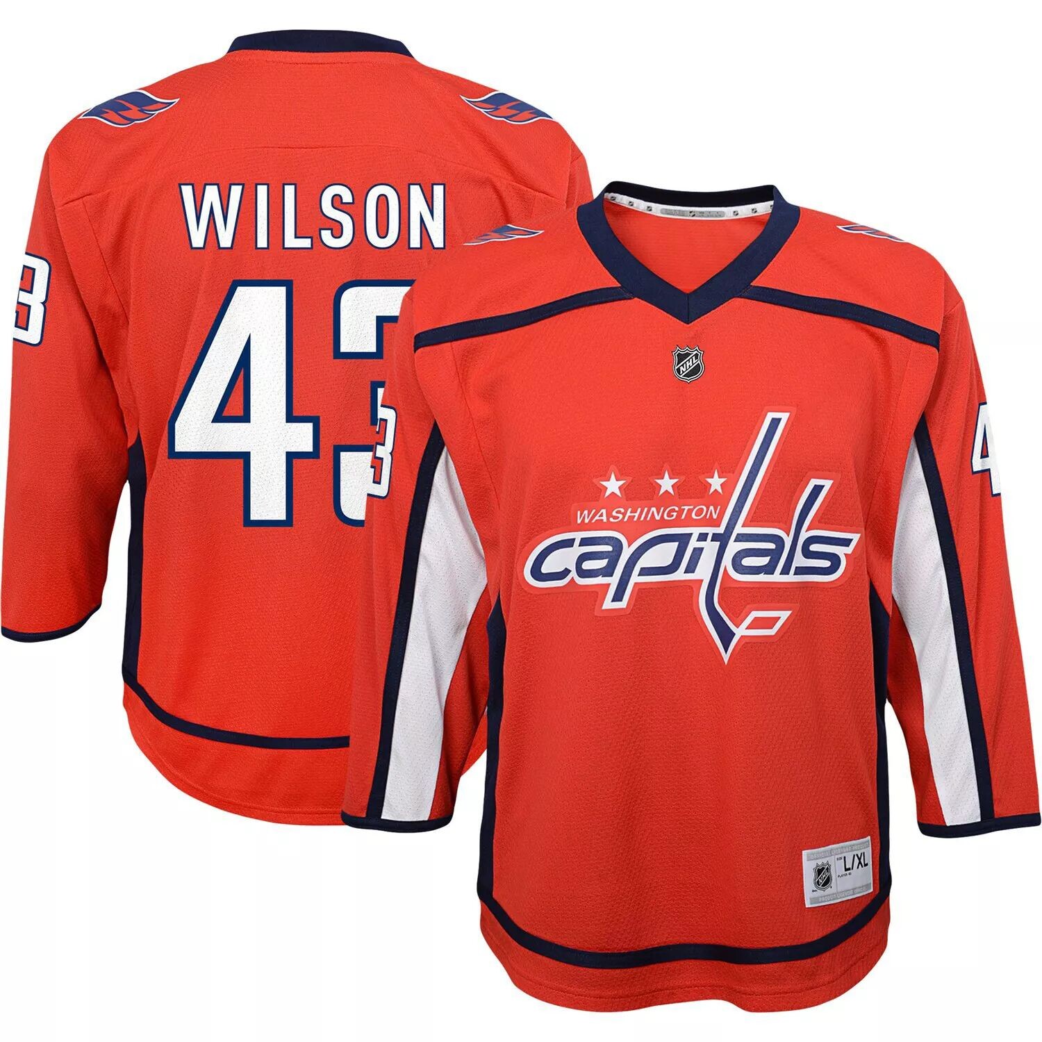 Молодежная футболка Тома Уилсона Red Washington Capitals, домашняя реплика игрока Outerstuff — фото 4
