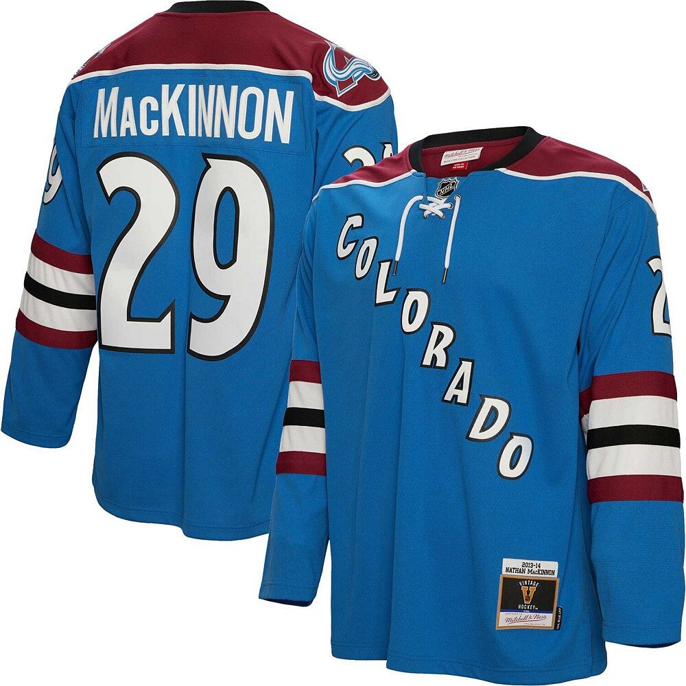 

Мужская майка Mitchell & Ness Nathan MacKinnon Blue Colorado Avalanche Big & Tall 2013 Blue Line Player, цвет Ava Blue