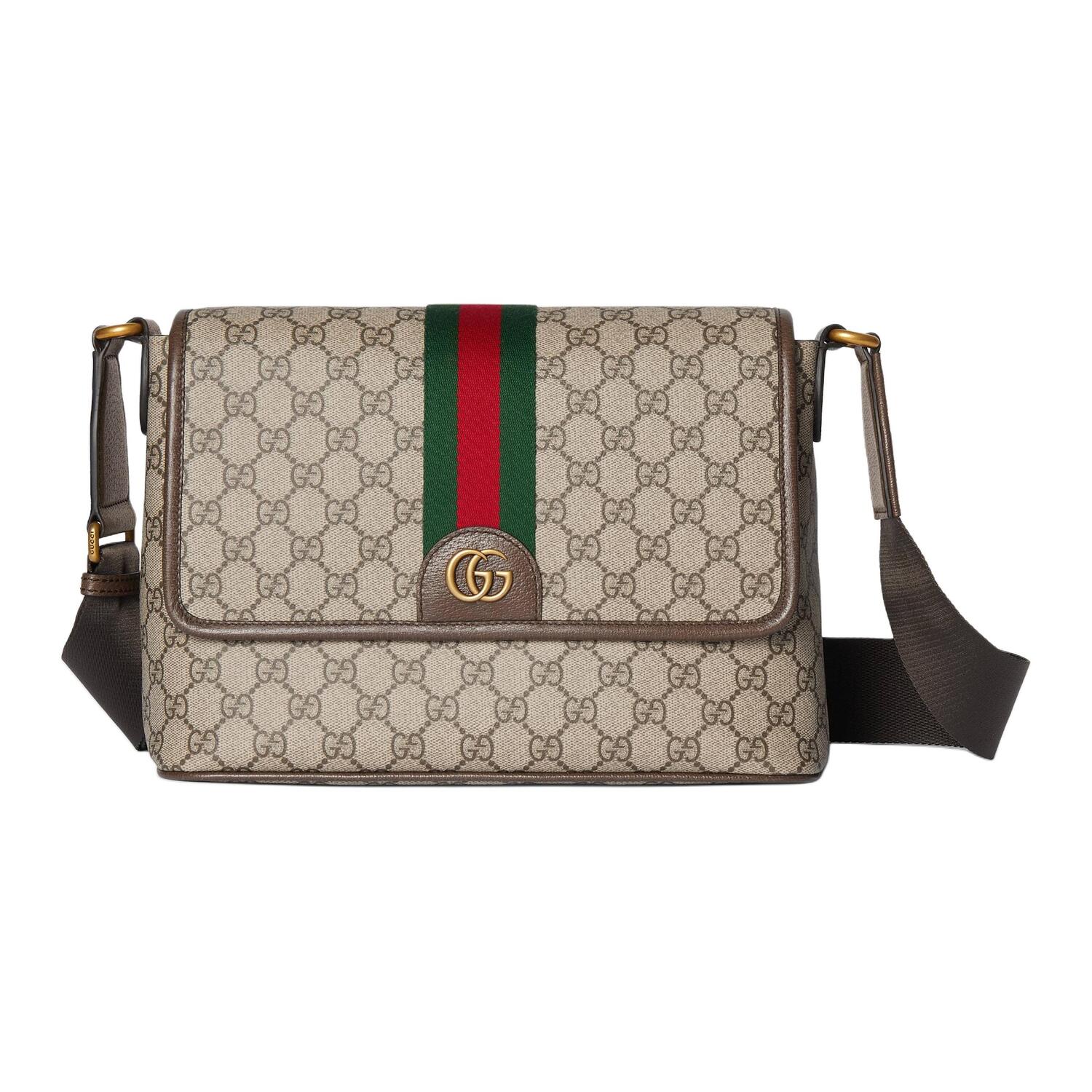 

GUCCI Сумка-мессенджер Ophidia из ткани с покрытием, наплечная сумка, сумка через плечо средний размер мужская бежевый и темно-коричневый