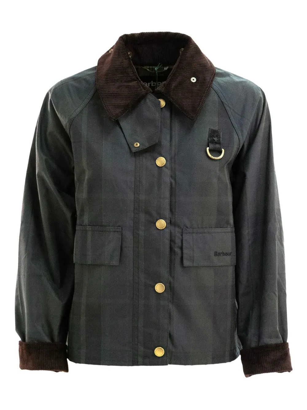 

Куртка в клетку с воротником из вельвета Barbour, черный