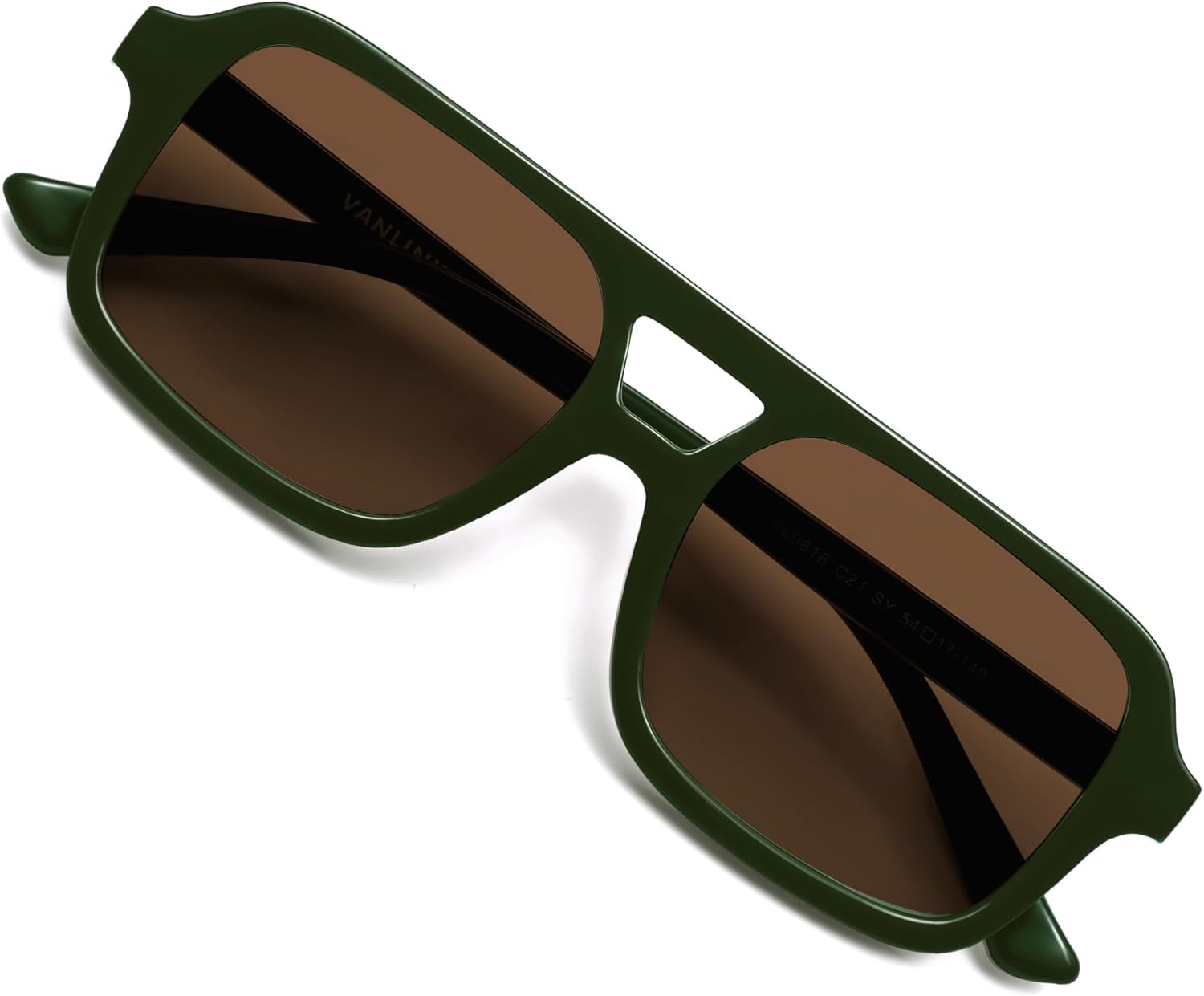 

Солнцезащитные очки VANLINKER в стиле ретро 70-х, квадратные, авиаторские, для женщин и мужчин, винтажные, модные, прямоугольные, VL9816, C21-brown Lens/Blackish Green Frame