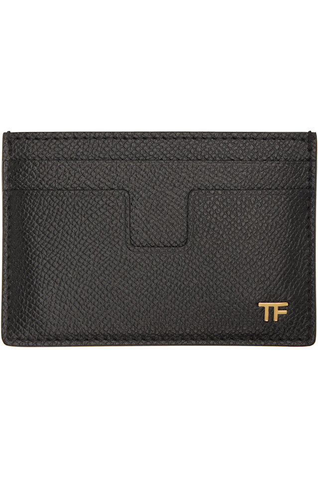 

Классический держатель для карт из мелкозернистой кожи Tom Ford, черный