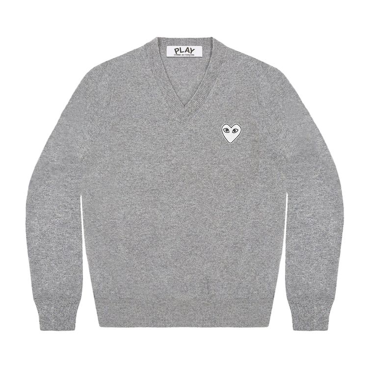 

Свитер Comme des Garçons PLAY White Heart V-Neck Sweater 'Light Grey', серый