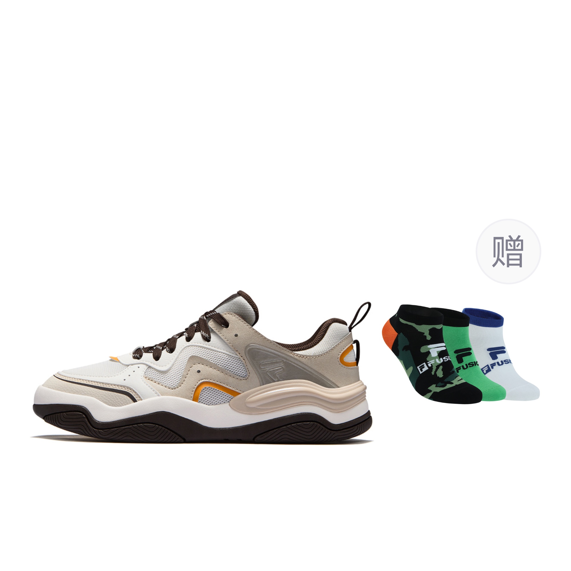 

FILA FUSION Кроссовки для скейтбординга KICK III низкие мужские берёзово-коричневые снежно-берёзово-коричневые с подарком, цвет Snow/Birch Brown (Gift Included)