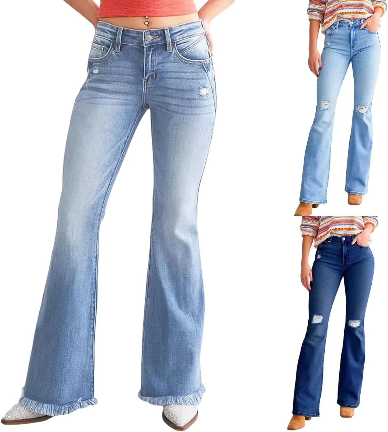 

Прямые джинсы для женщин с завышенной талией, рваные и эластичные