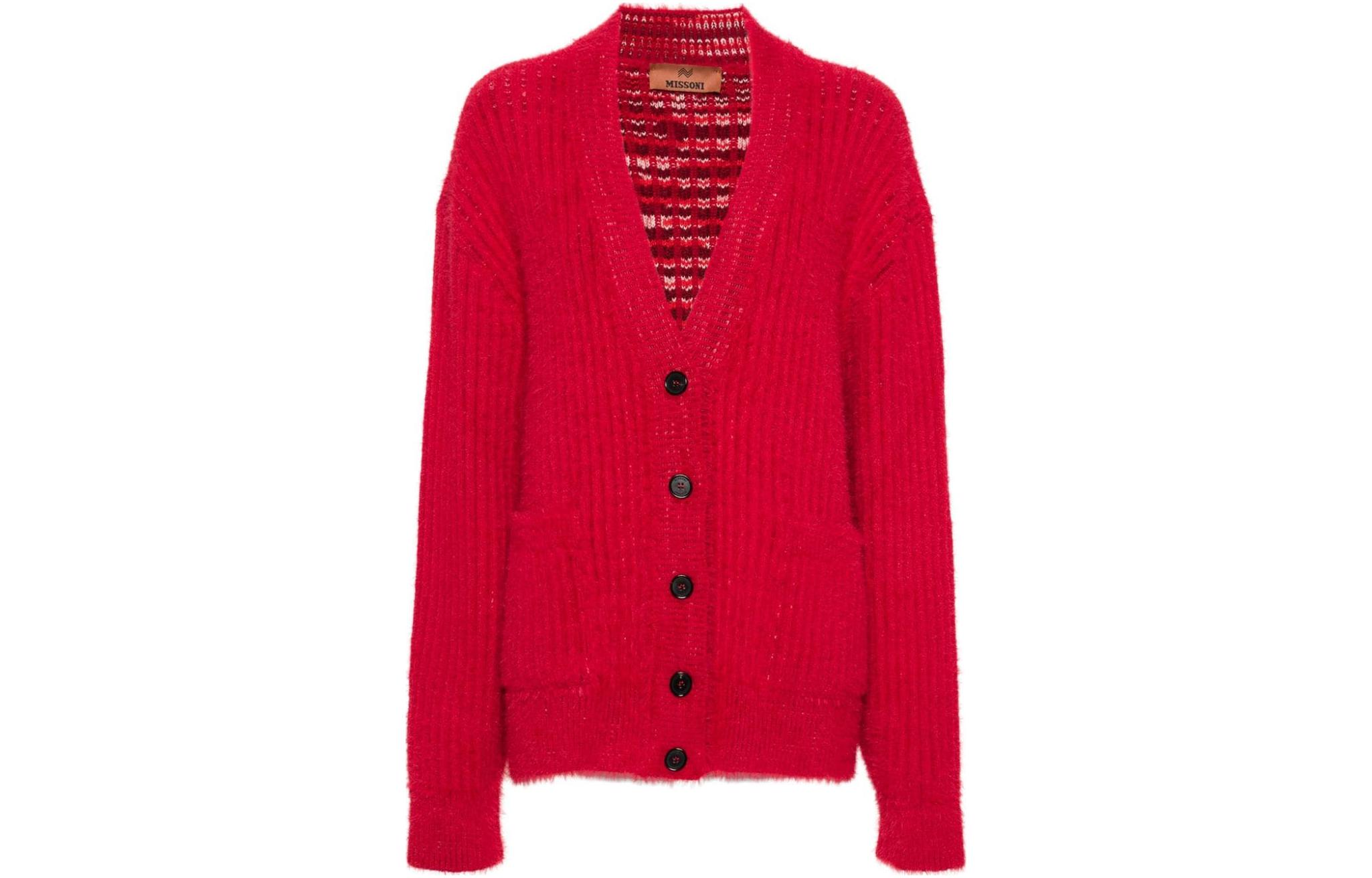 

Кардиган с начесом и рубчиком MISSONI, красный