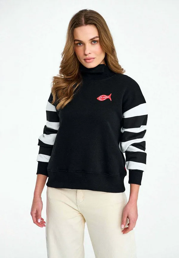 

Толстовка с надписью «рыбный рынок» Naoko, Black, Черный, Толстовка с надписью «рыбный рынок» Naoko, Black