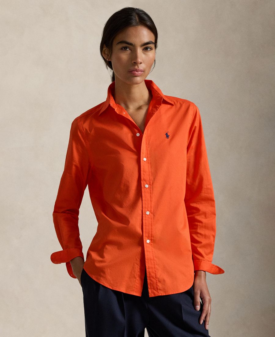 

Женская классическая рубашка из хлопковой саржи Polo Ralph Lauren, Orange