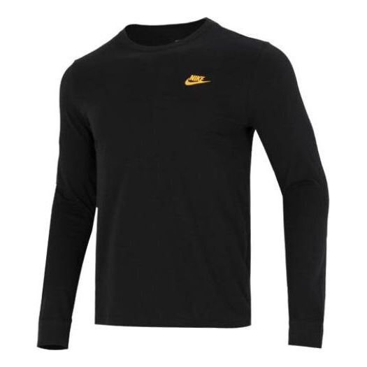 

Футболка Men's Nike Minimalistic Alphabet Logo Athleisure Casual Sports Round Neck Long Sleeves Black T-Shirt, черный