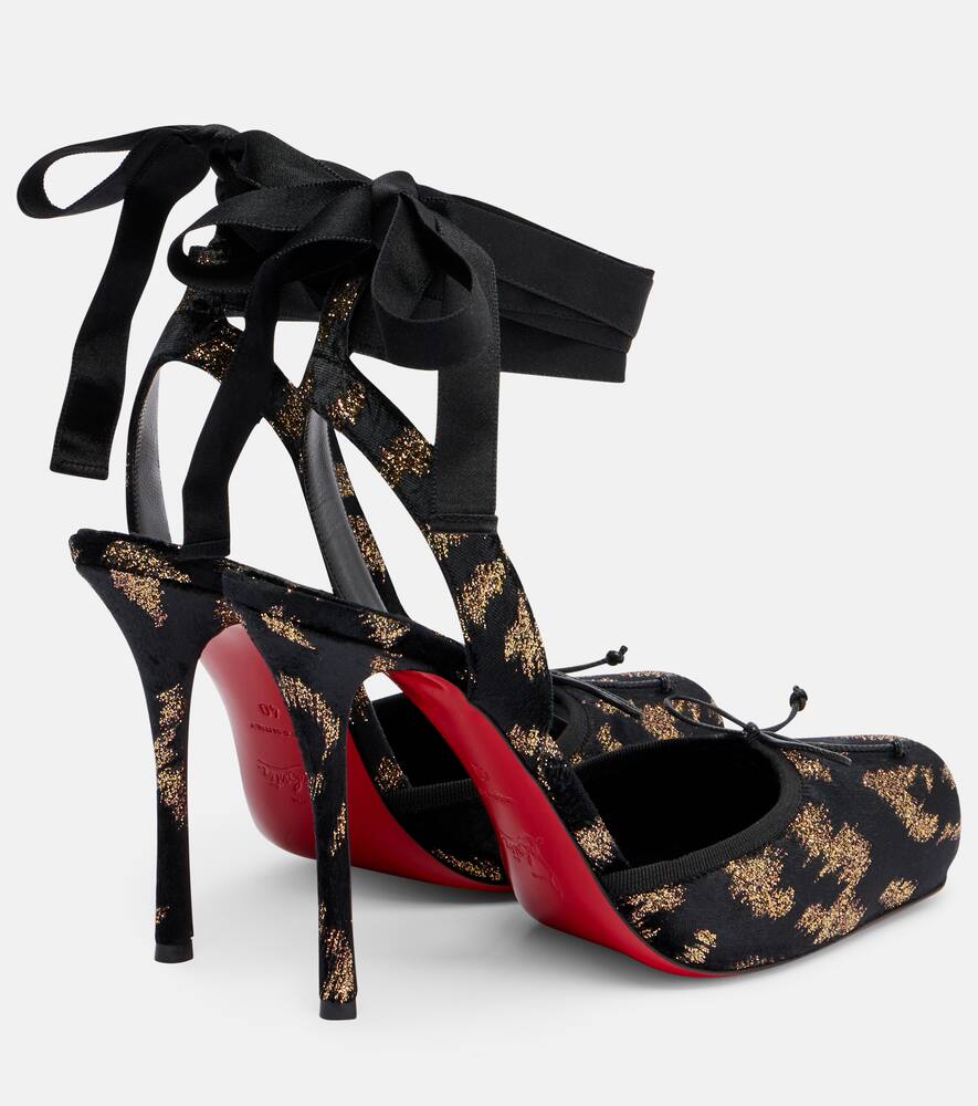 Туфли-лодочки Cassia 100 из бархата и парчи Christian Louboutin, Black Copper/Lin Black — фото 2