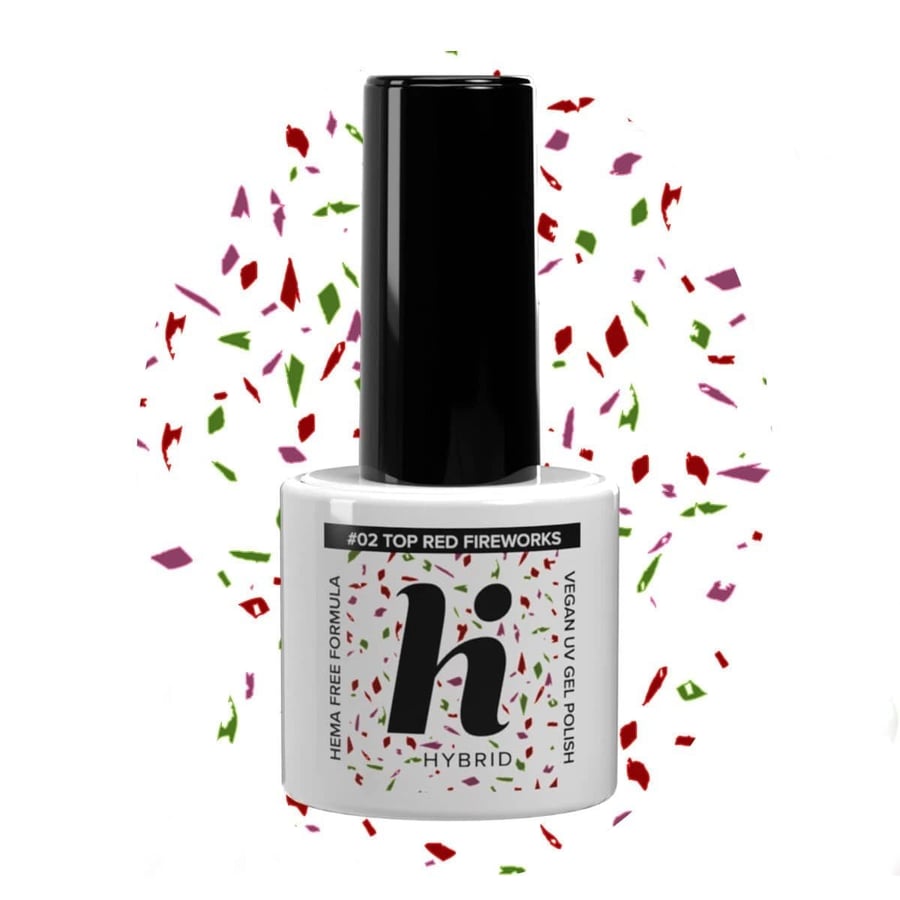 

Hi Hybrid HEMA Free Top для гибридного лака No Wipe #02 Красный фейерверк 5 мл
