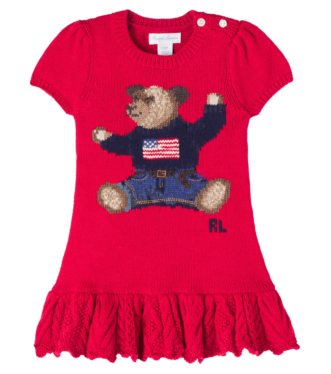 

Трикотажное платье Baby Polo Bear из хлопковой смеси Polo Ralph Lauren Kids, Ralph Red