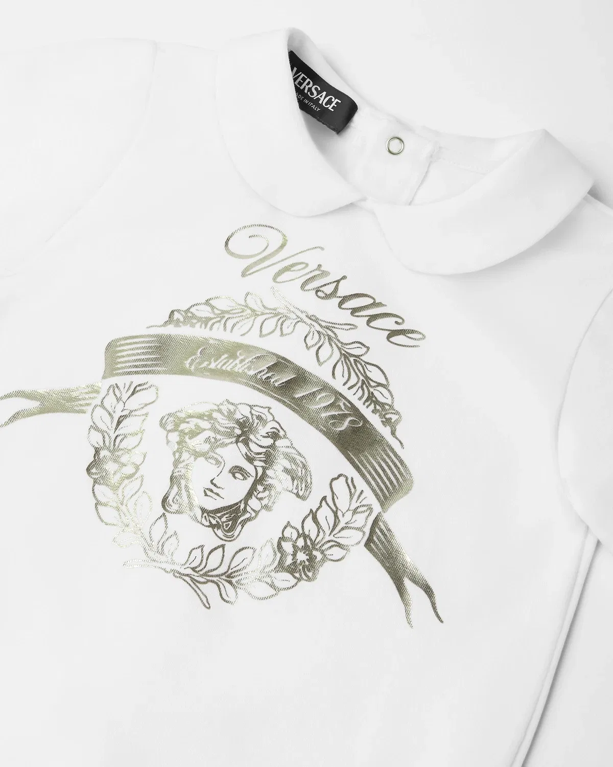 Детский комбинезон из хлопкового джерси с принтом VERSACE, белый — фото 4