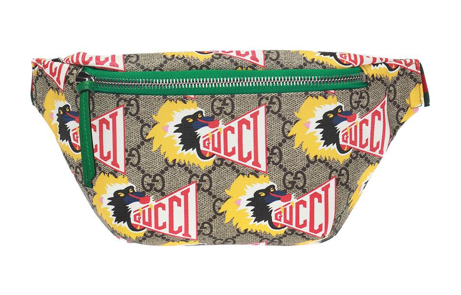 

GUCCI Кожаная поясная сумка наплечная сумка через плечо детская зеленая черная