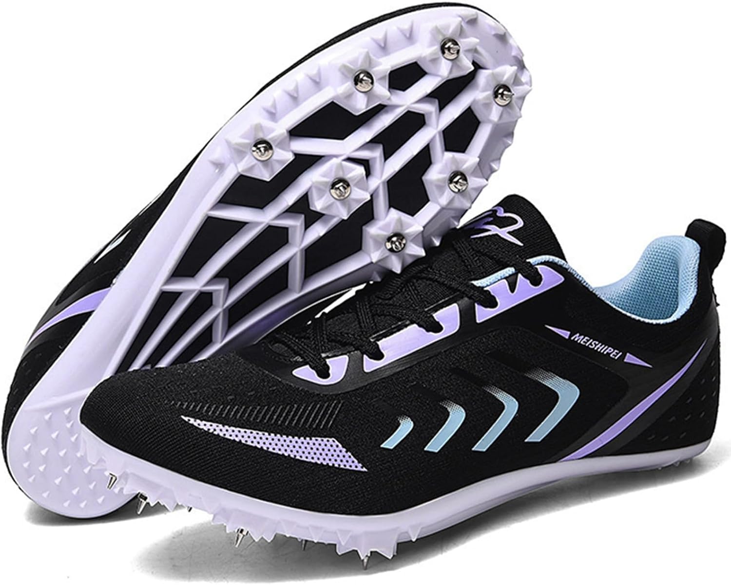 

Беговые шиповки для мужчин и женщин, 7 шипов, гоночные кроссовки для бега, прыжков, дышащие, для тренировок, легкие, для прыжков в высоту, для девочек и детей Lippan, черный