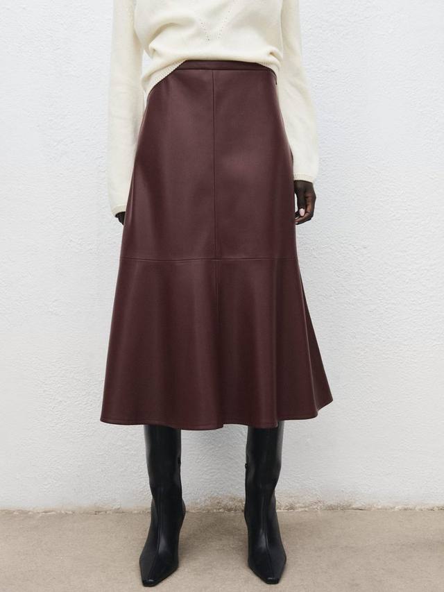 

Плюс сайз миди-юбка с ярусами силуэта A-Line Paris Mango, Dark Red