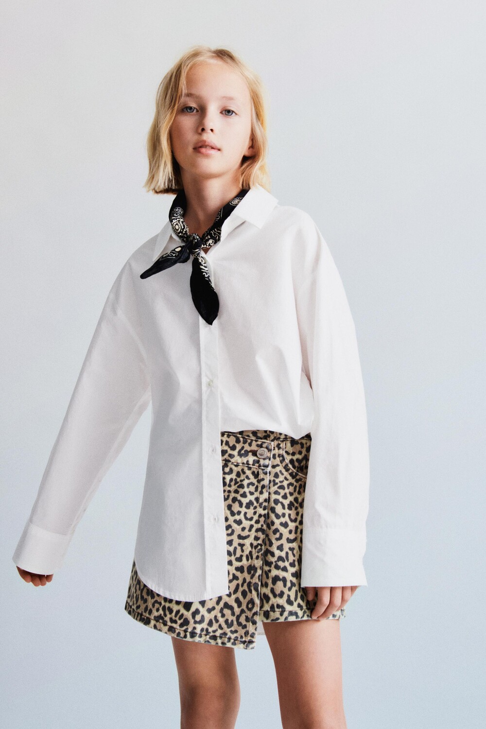 

Бермудская шорт-юбка с животным принтом ZARA, цвет leopard