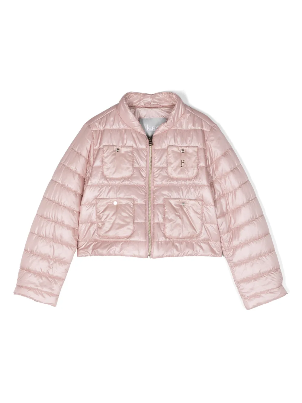 

Пуховик с карманами Herno Kids, розовый