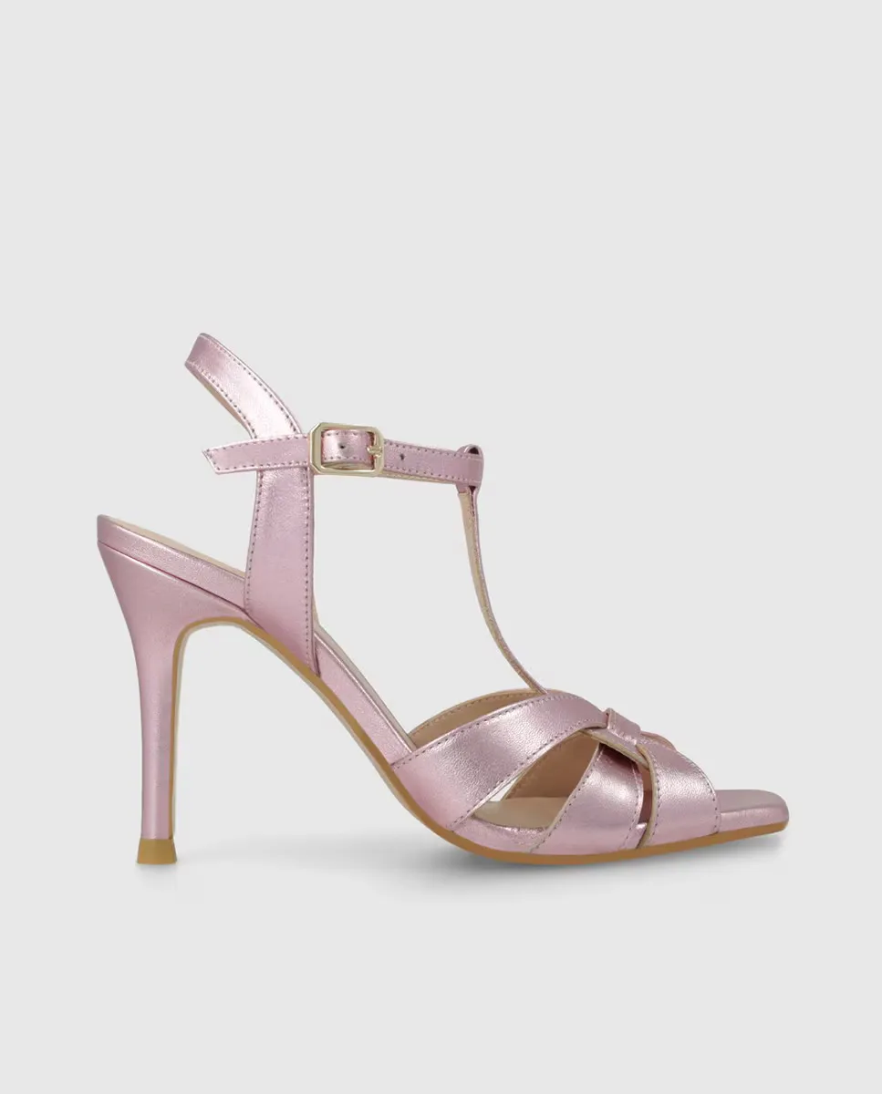 

Женские босоножки на каблуке из металлизированной кожи Lodi, розовый